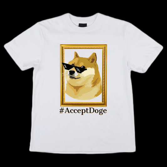 Dogecoin “Gangster Meme Shades #AcceptDoge Tshirt with frame!